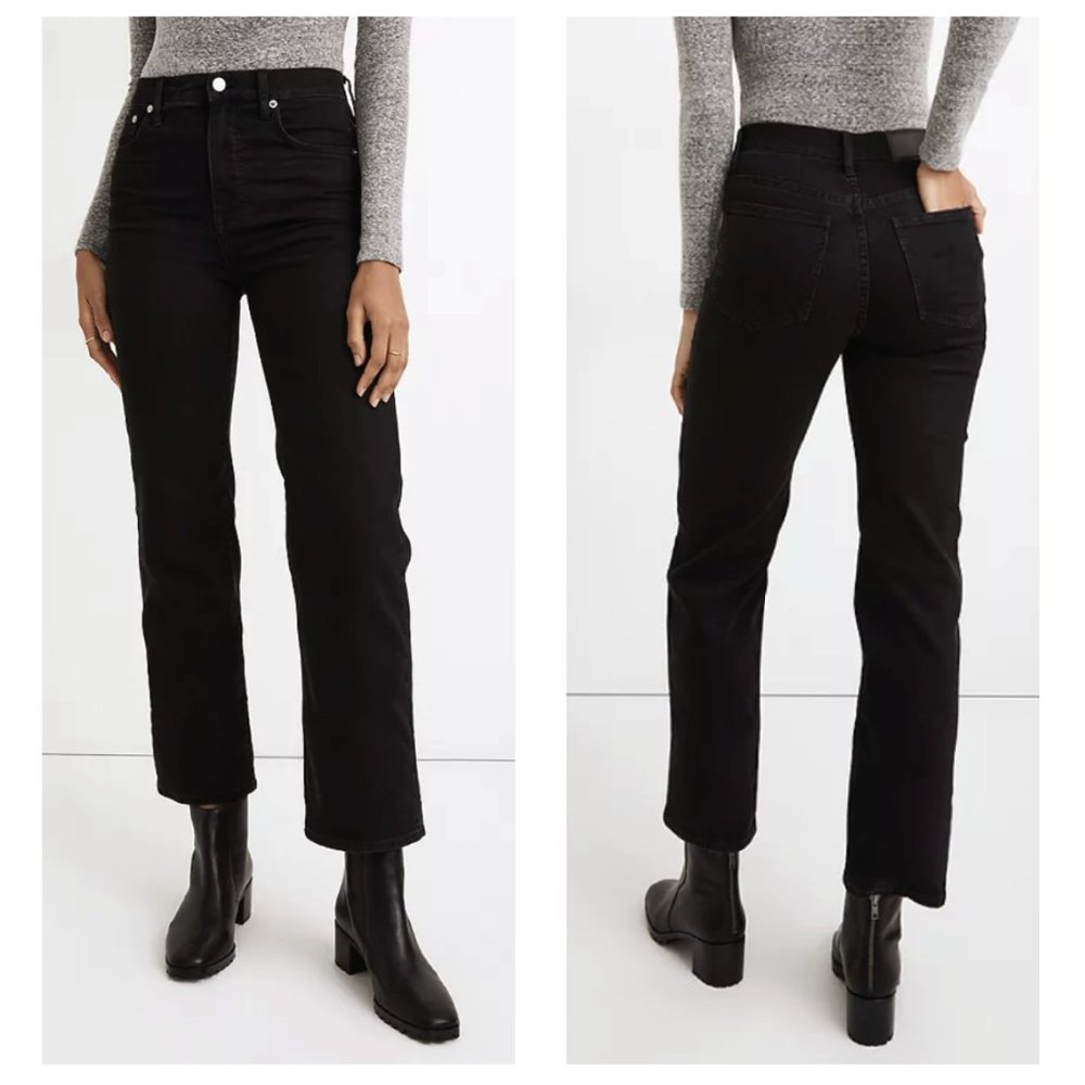 Madewell High-Rise Slim-Wide Leg Crop Jeans in Black